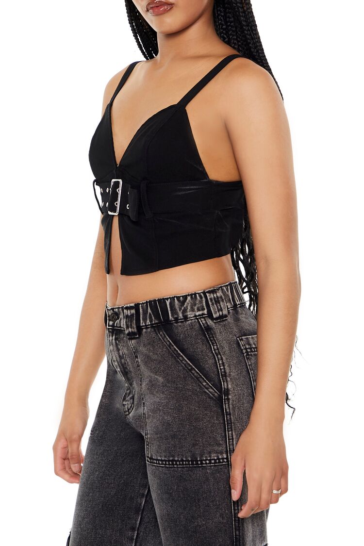Belted Denim Crop Top