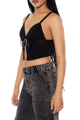 Belted Denim Crop Top