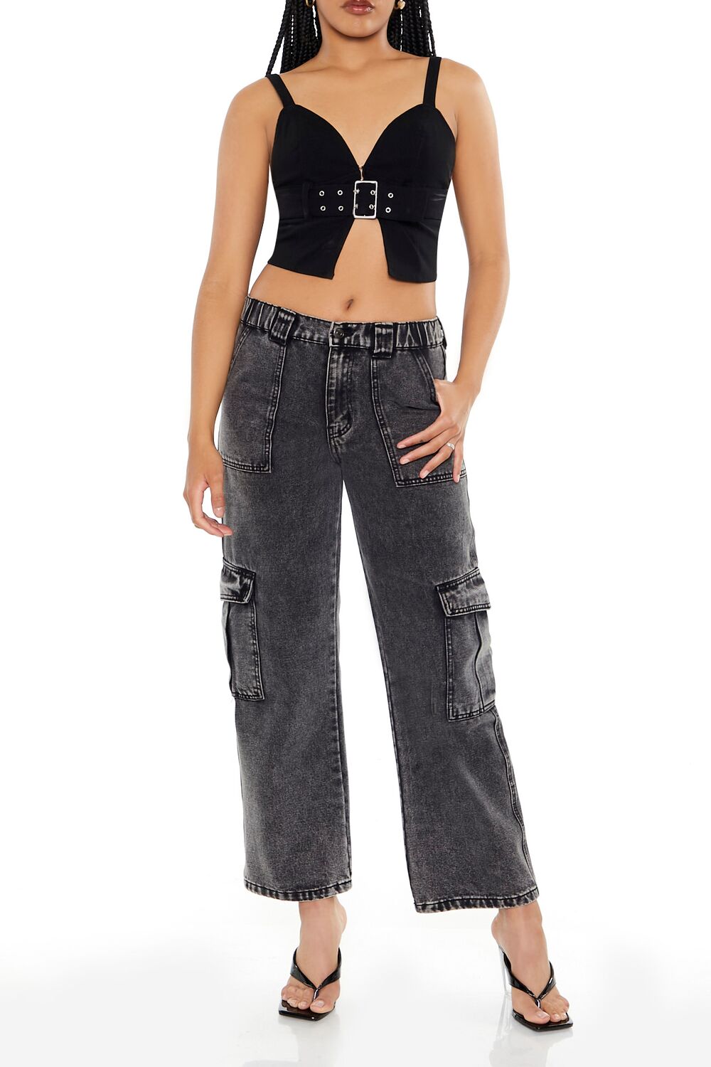 Belted Denim Crop Top
