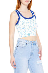Floral Print Cropped Tank Top