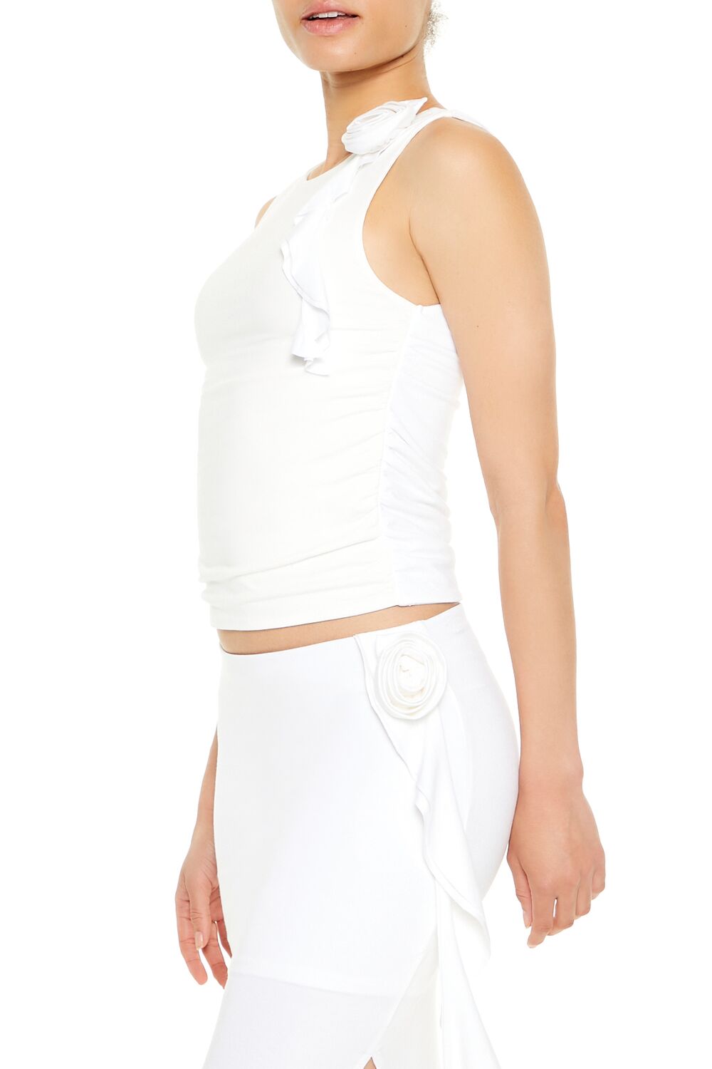 Rosette Ruffle-Trim Tank Top
