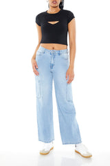 Layered Cutout Cropped Tee