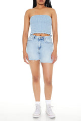 Cropped Chambray Tube Top