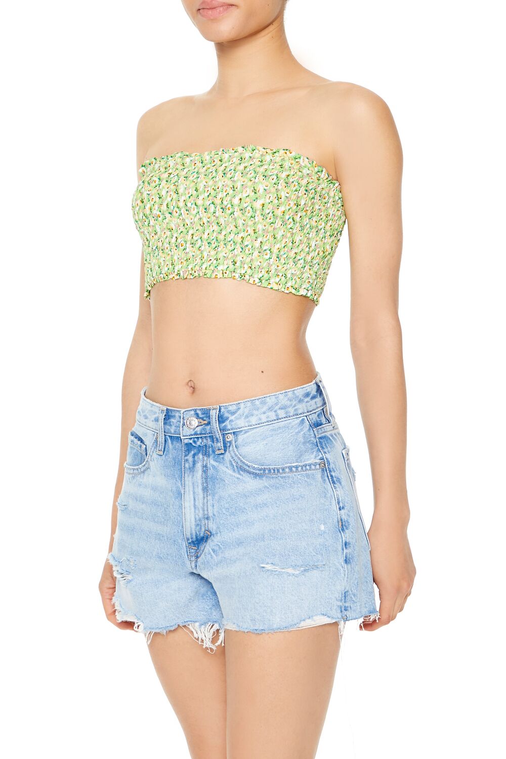 Cropped Floral Print Tube Top