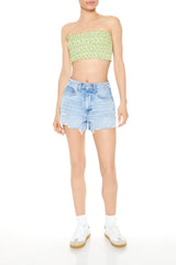 Cropped Floral Print Tube Top