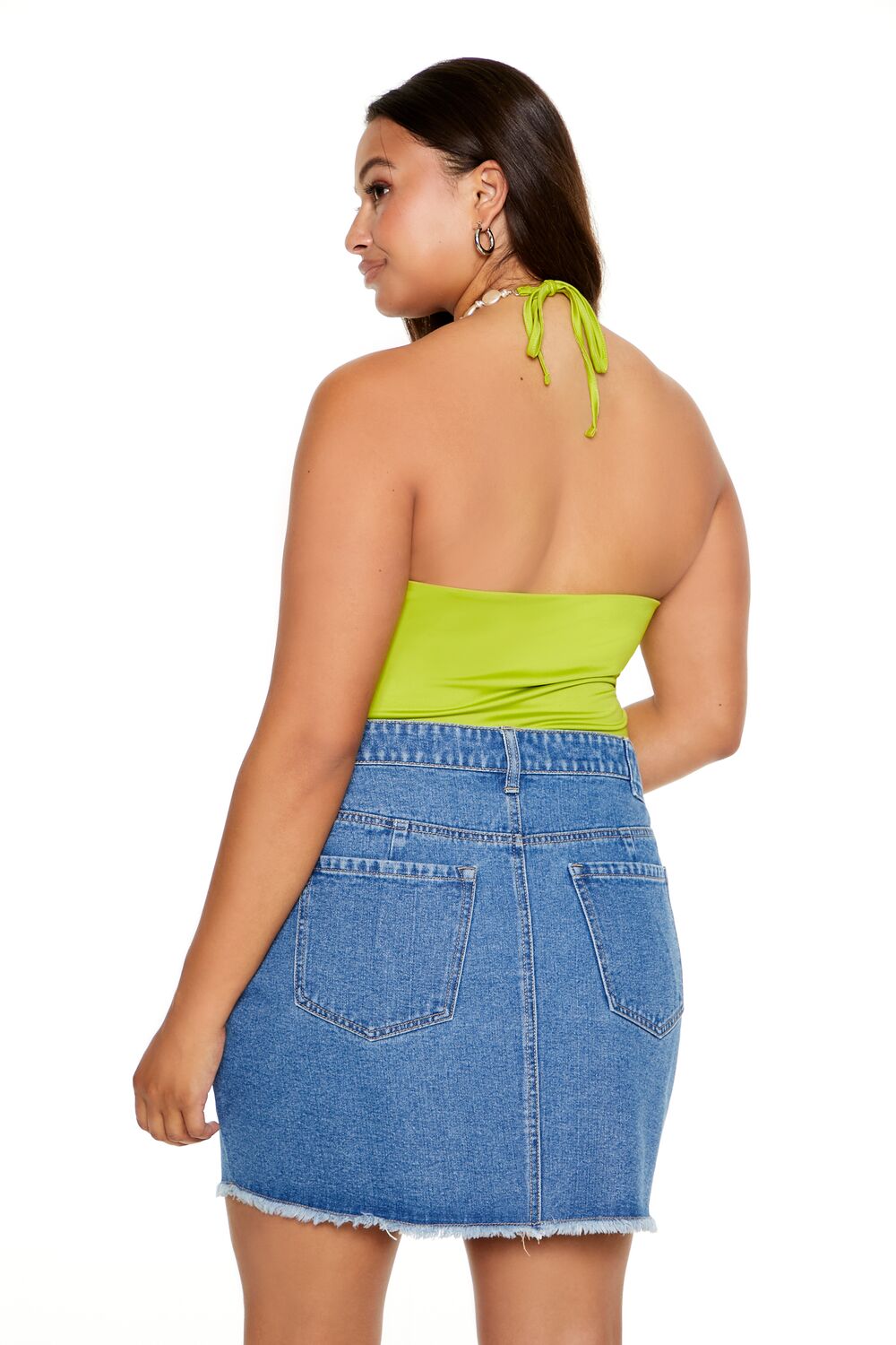 Plus Size Faux Pearl Halter Bodysuit