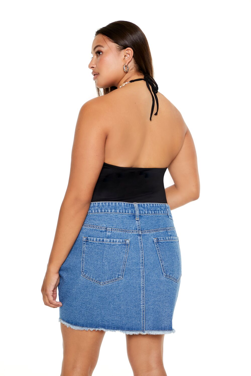 Plus Size Faux Pearl Halter Bodysuit
