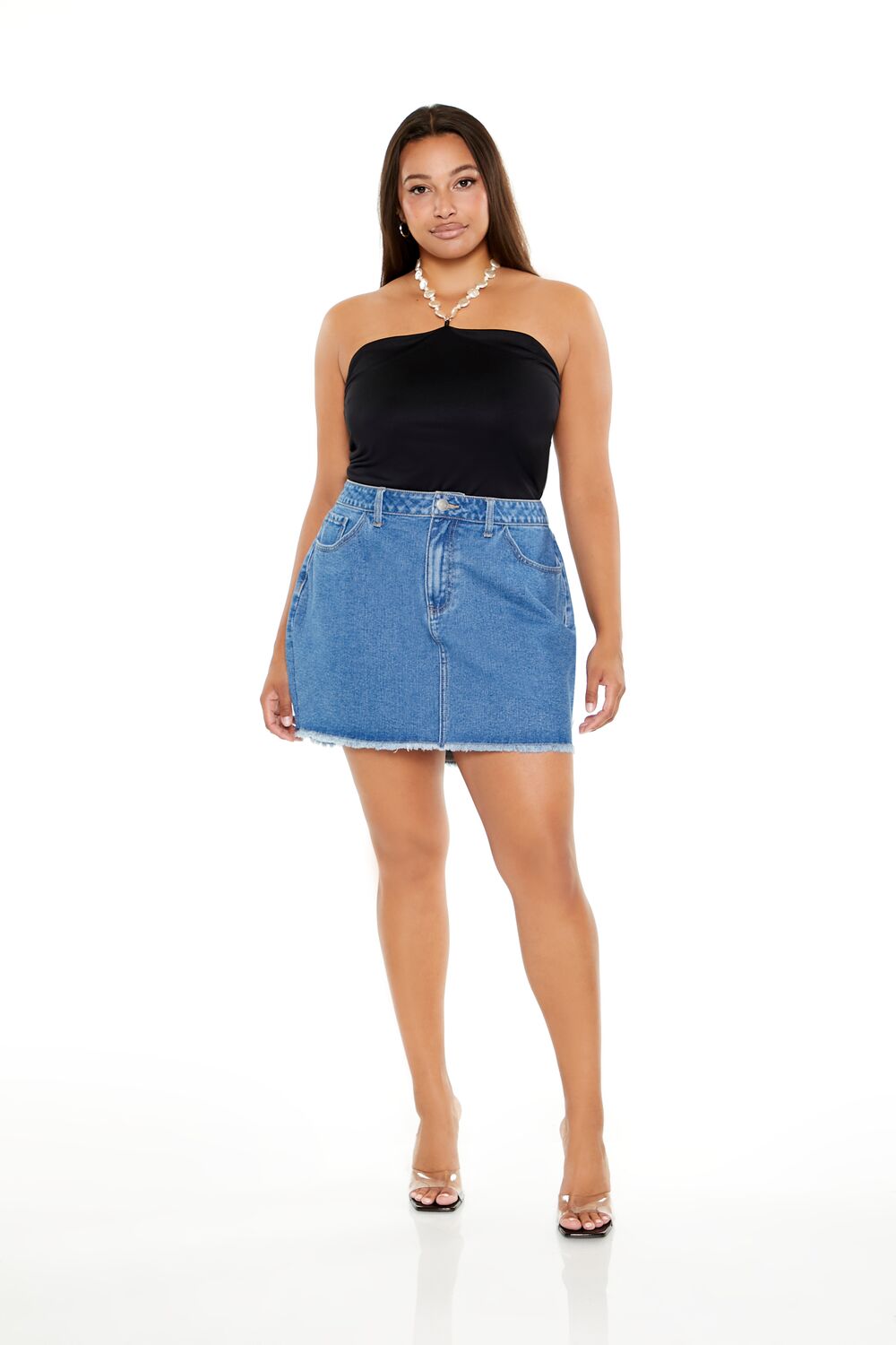 Plus Size Faux Pearl Halter Bodysuit