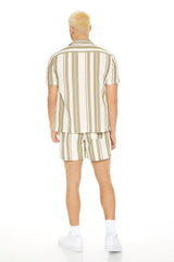Textured Striped Drawstring Shorts