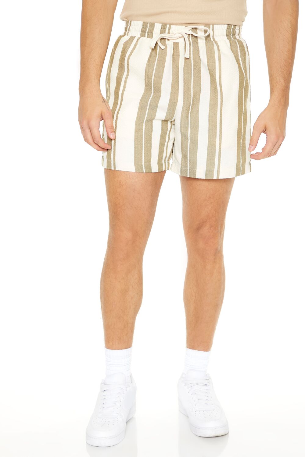 Textured Striped Drawstring Shorts
