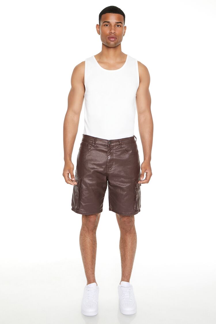 Coated Stretch-Denim Shorts