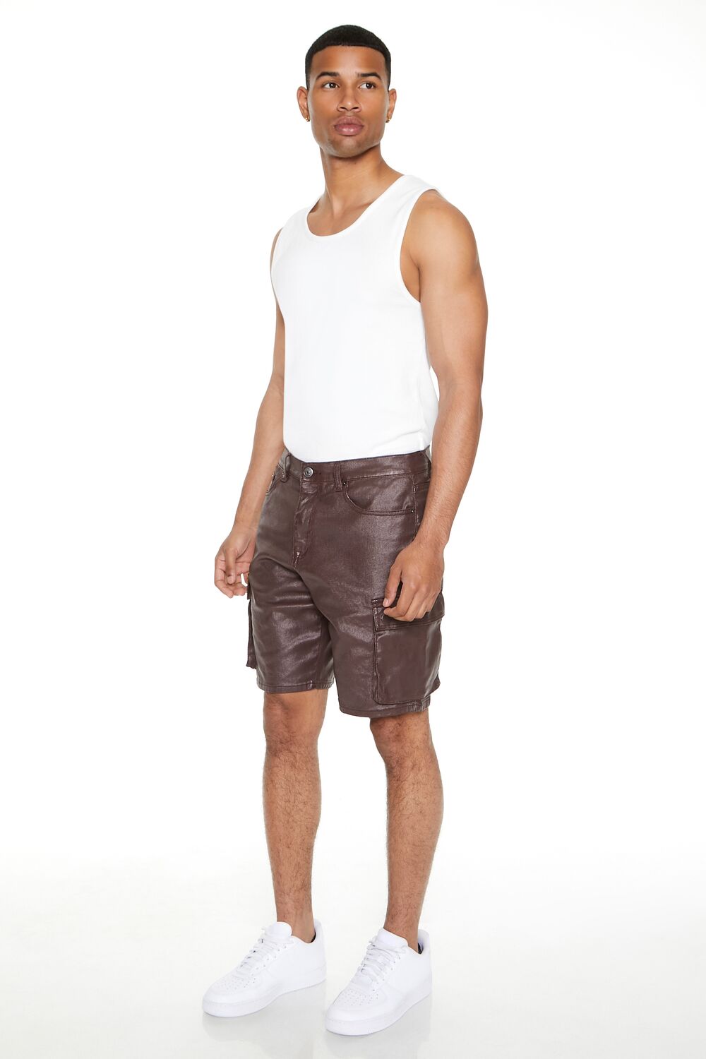 Coated Stretch-Denim Shorts