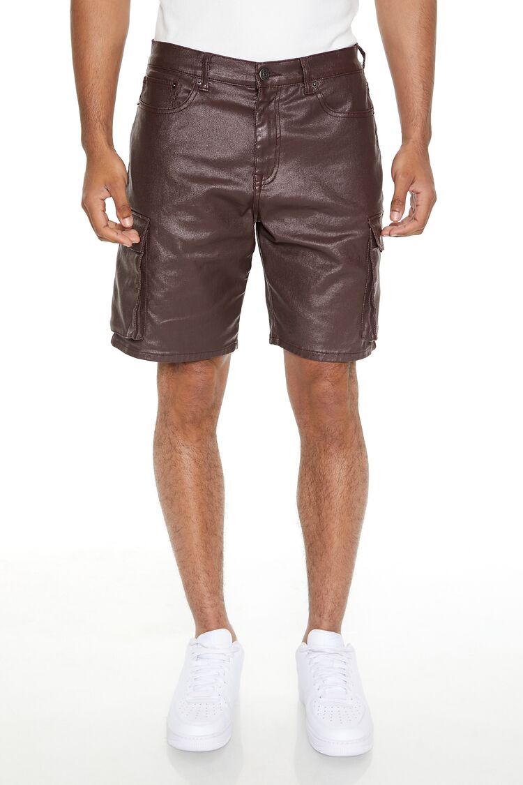 Coated Stretch-Denim Shorts