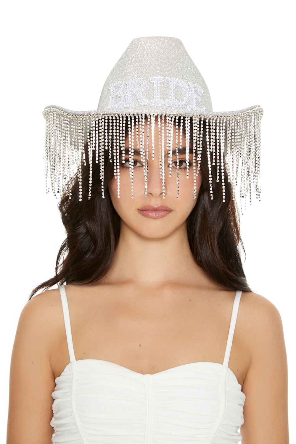 Rhinestone Fringe Bride Cowboy Hat