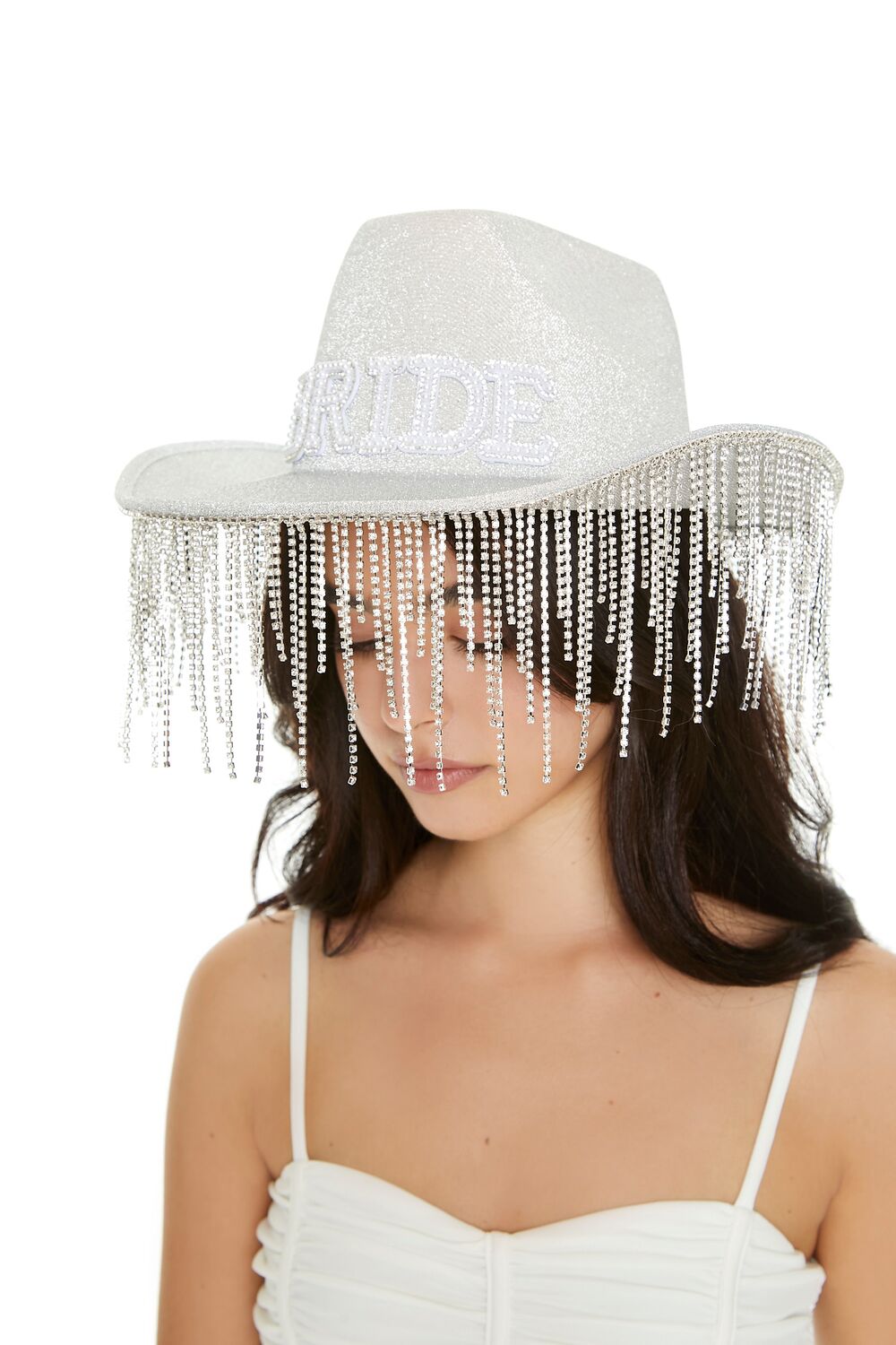 Rhinestone Fringe Bride Cowboy Hat