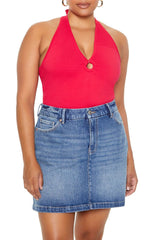 Plus Size Sweater-Knit Halter Top
