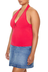 Plus Size Sweater-Knit Halter Top