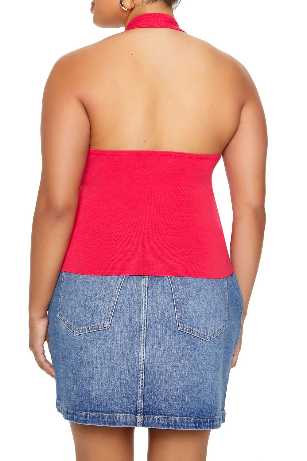 Plus Size Sweater-Knit Halter Top