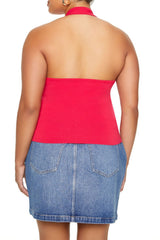 Plus Size Sweater-Knit Halter Top