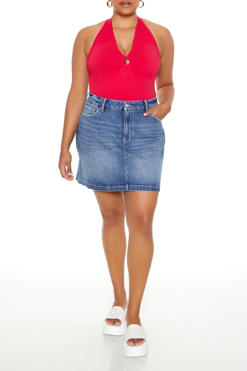 Plus Size Sweater-Knit Halter Top