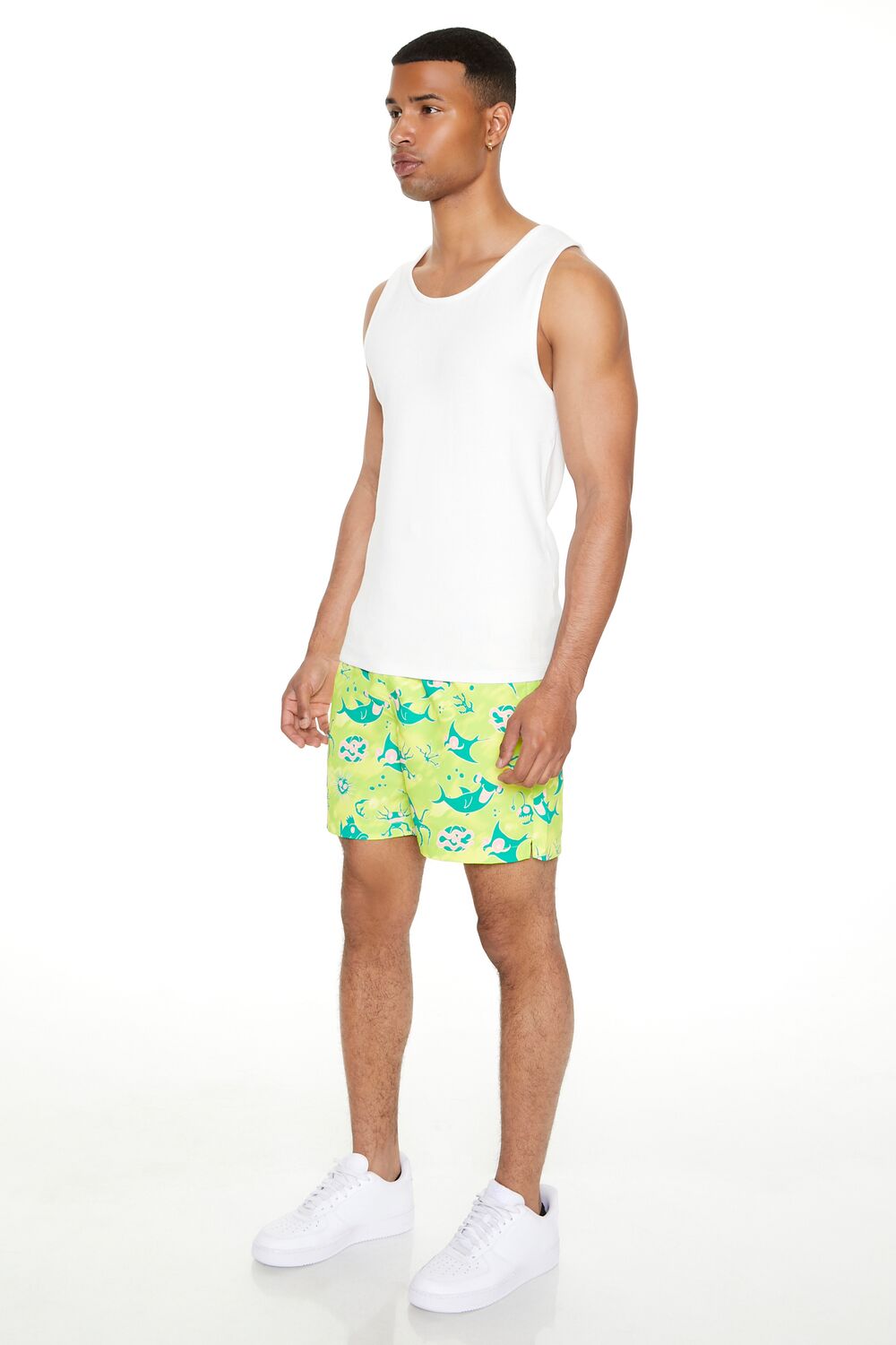 Sea Life Print Swim Trunks