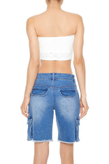 Cropped Eyelet Tube Top