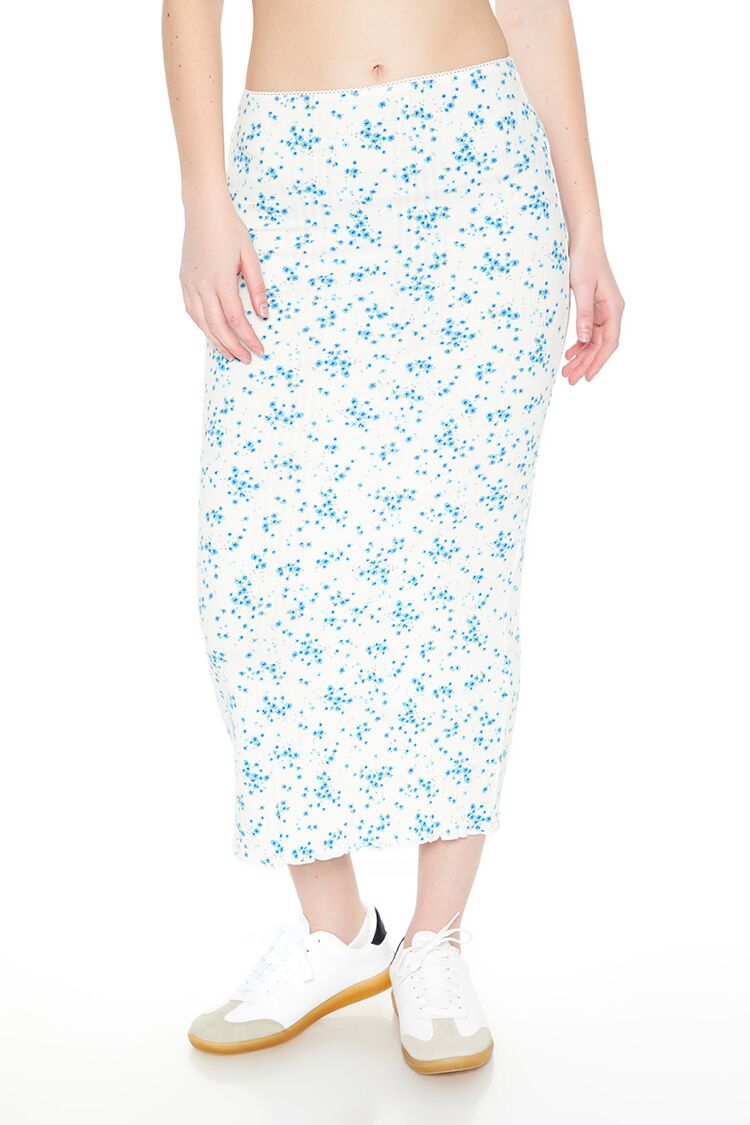 Pointelle Ditsy Floral Maxi Skirt