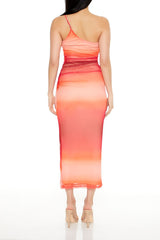 Gradient One-Shoulder Midi Dress