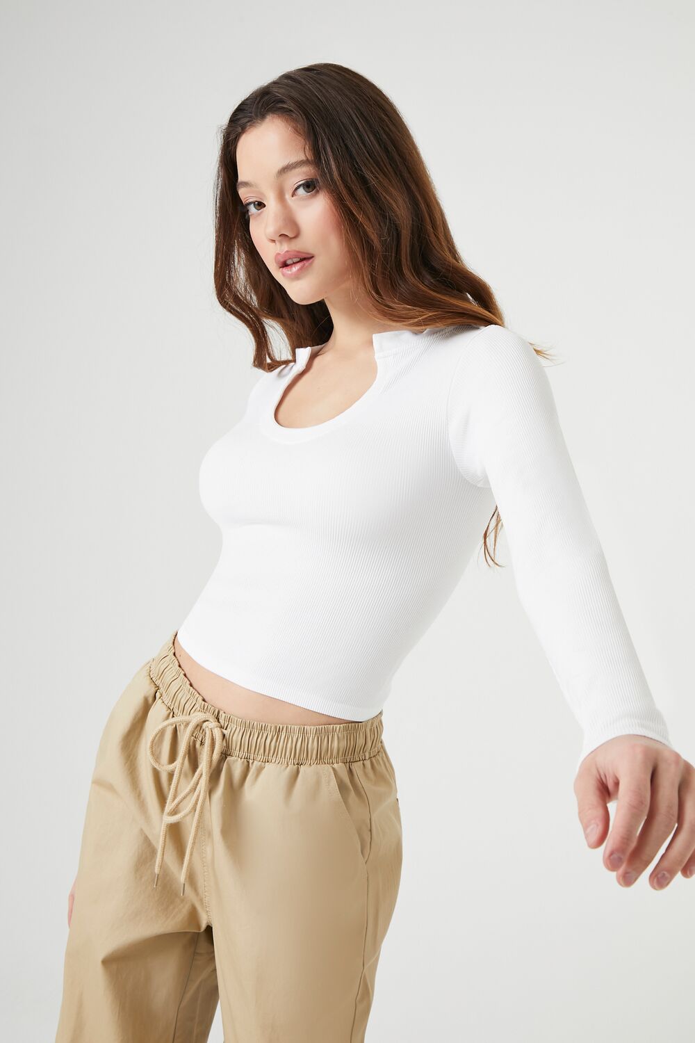 Seamless Split-Neck Crop Top