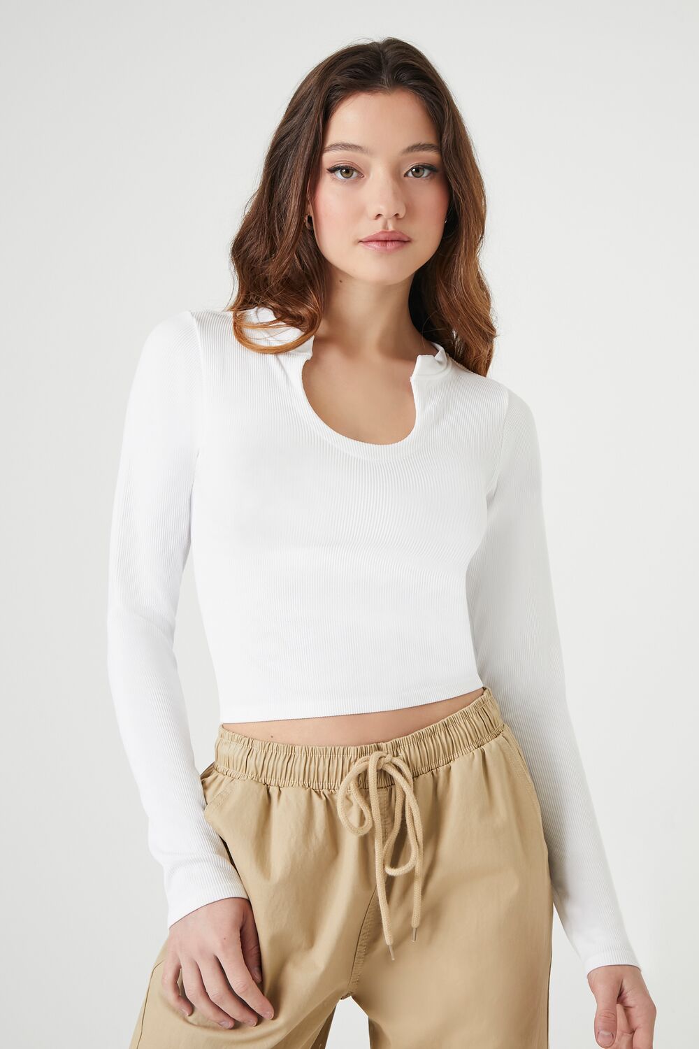 Seamless Split-Neck Crop Top