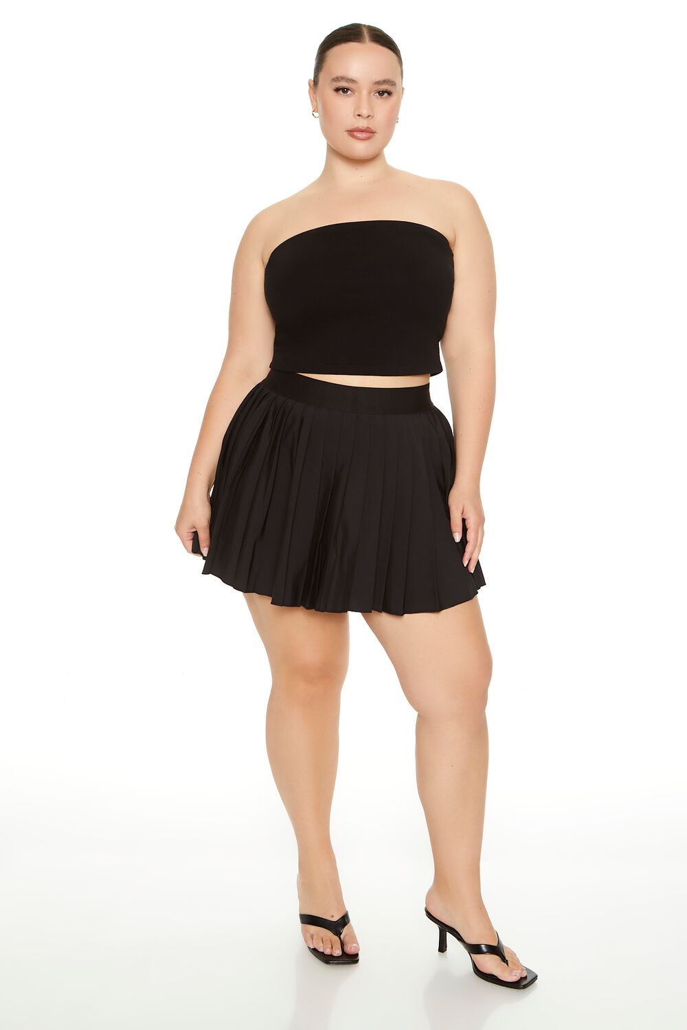 Plus Size Pleated Mini Skort