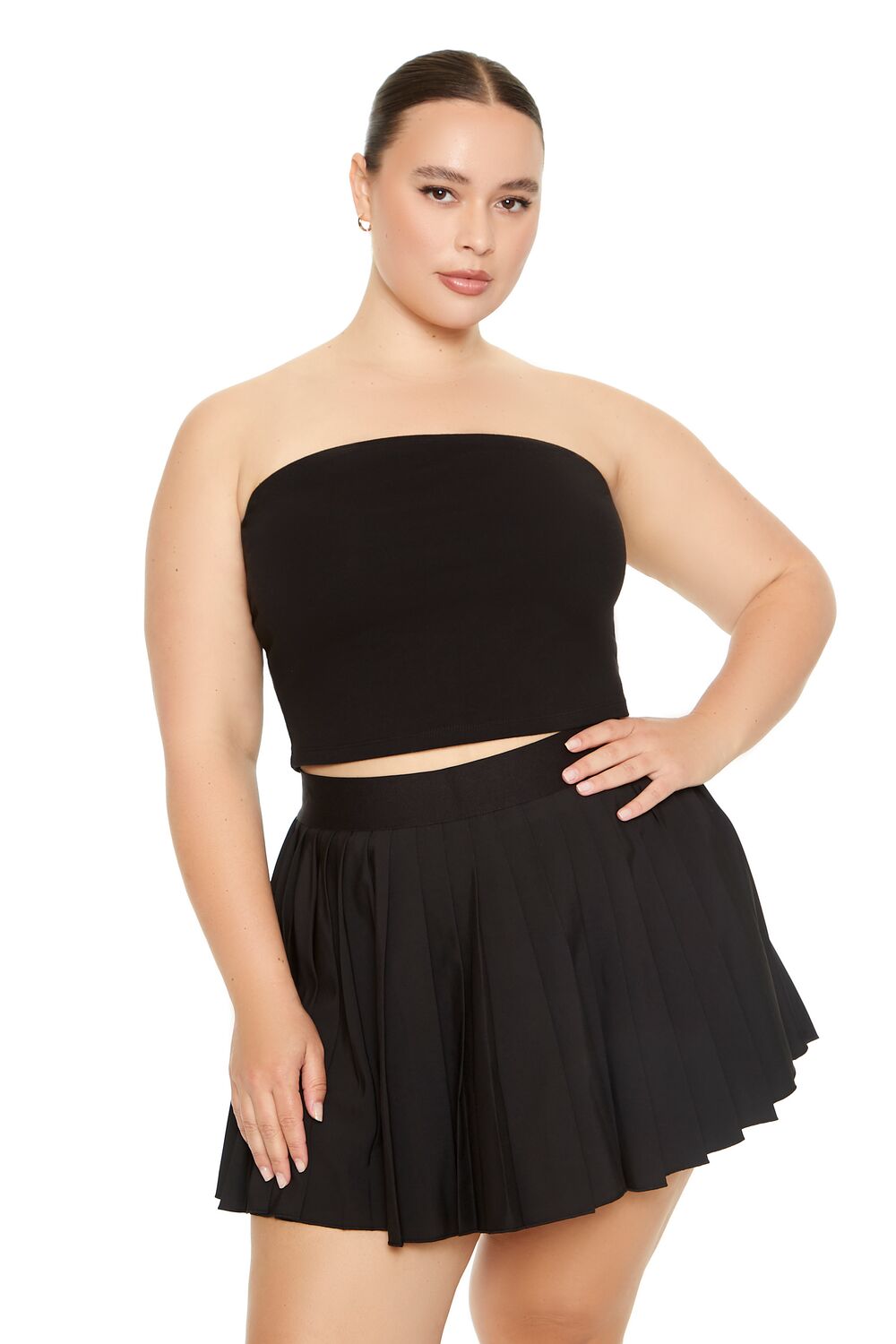 Plus Size Pleated Mini Skort
