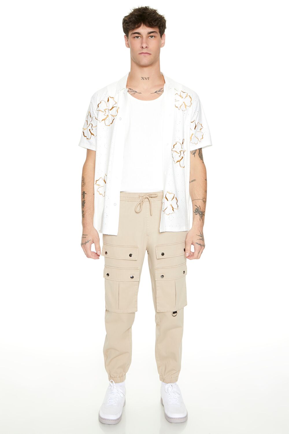 Twill Studded Cargo Joggers