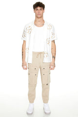 Twill Studded Cargo Joggers
