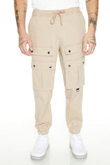 Twill Studded Cargo Joggers