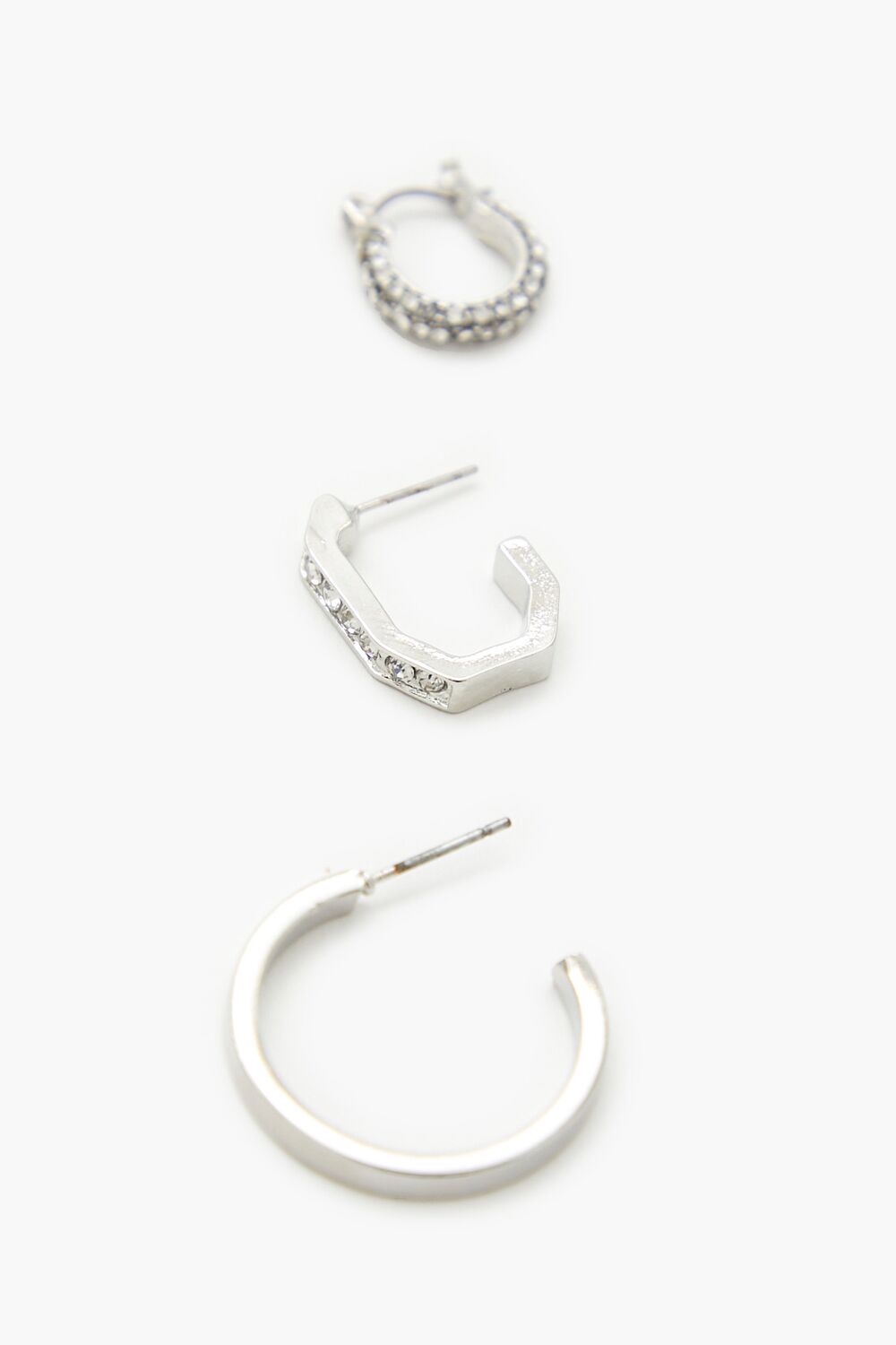 Geo Rhinestone Hoop Earring Set