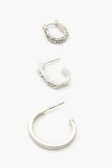 Geo Rhinestone Hoop Earring Set