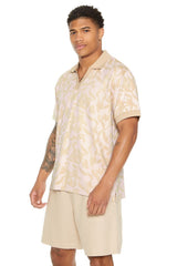 Sweater-Knit Geo Print Polo Shirt