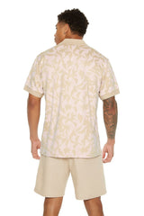Sweater-Knit Geo Print Polo Shirt