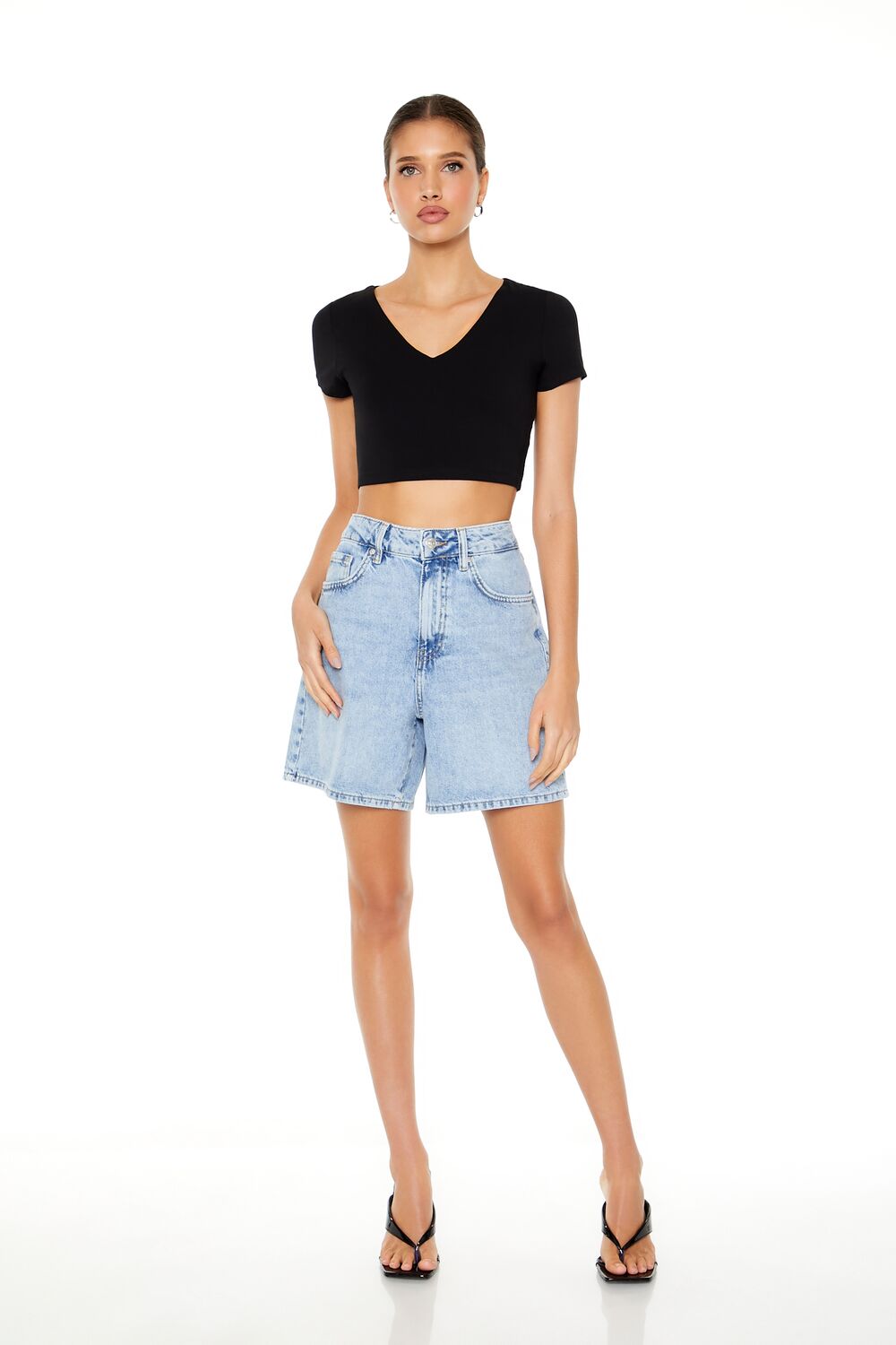 Cropped V-Neck Tee