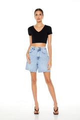 Cropped V-Neck Tee