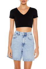 Cropped V-Neck Tee