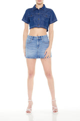 Stretch-Denim Mini Skirt