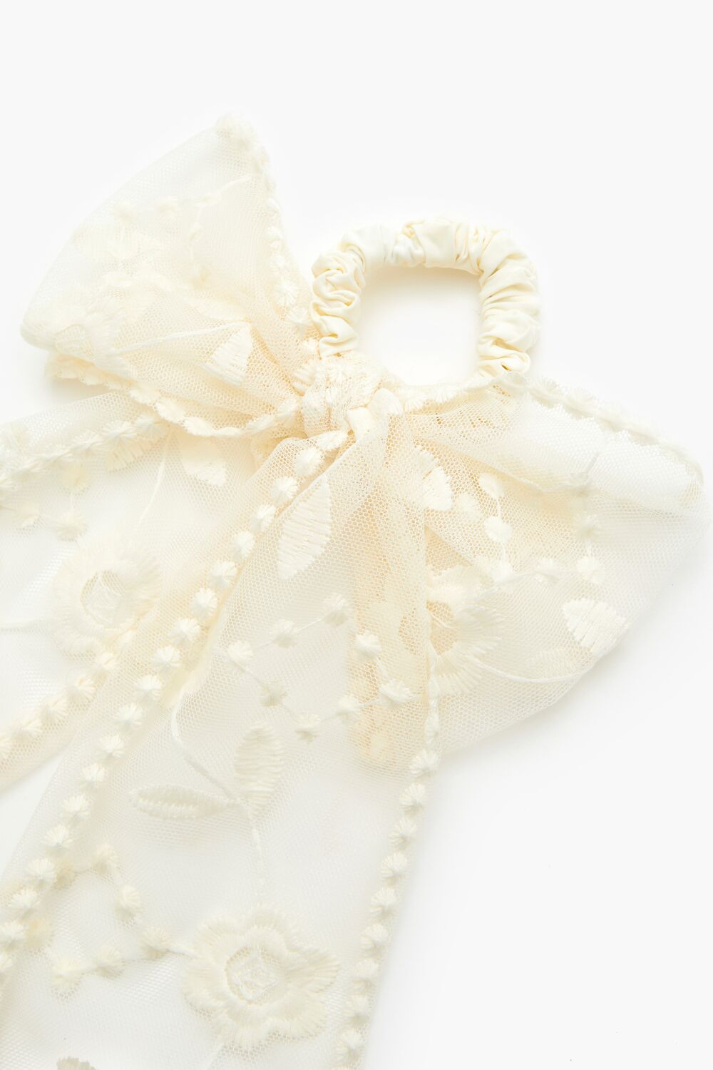 Floral Mesh Bow Hair Tie