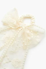 Floral Mesh Bow Hair Tie