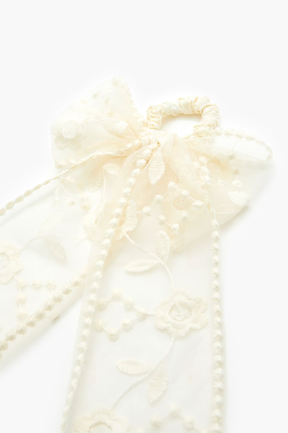 Floral Mesh Bow Hair Tie