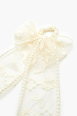 Floral Mesh Bow Hair Tie