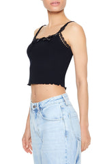 Cropped Lace-Trim Bow Cami