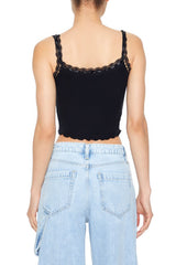 Cropped Lace-Trim Bow Cami