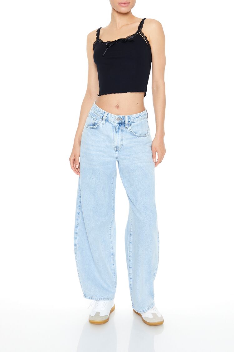 Cropped Lace-Trim Bow Cami